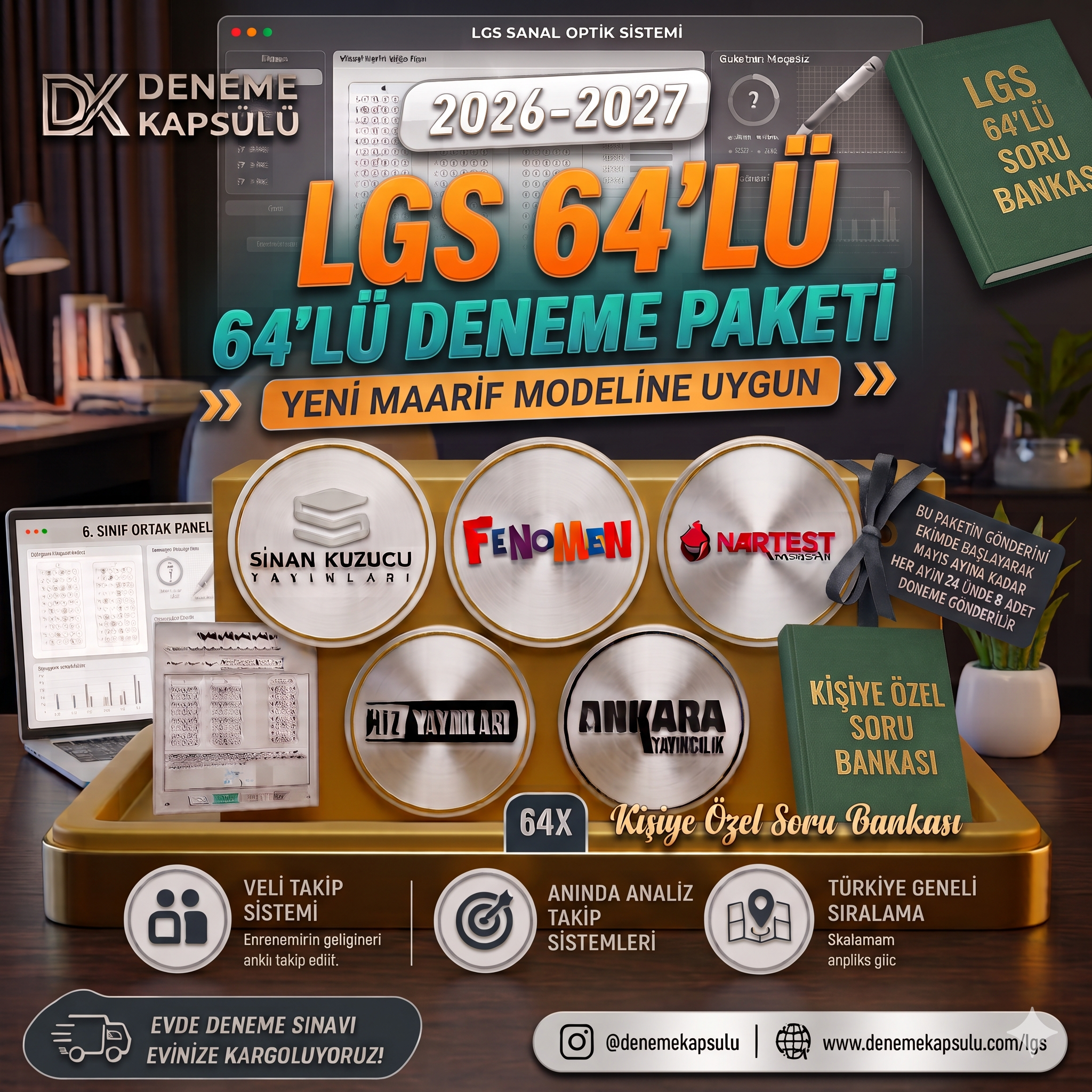 2026 - 2027 Lgs Yıllık Deneme Kulübü 64'lü + Bir Adet Kişiye Özel Soru Bankası Kredi Kartına Vade Farksız 4 Taksit