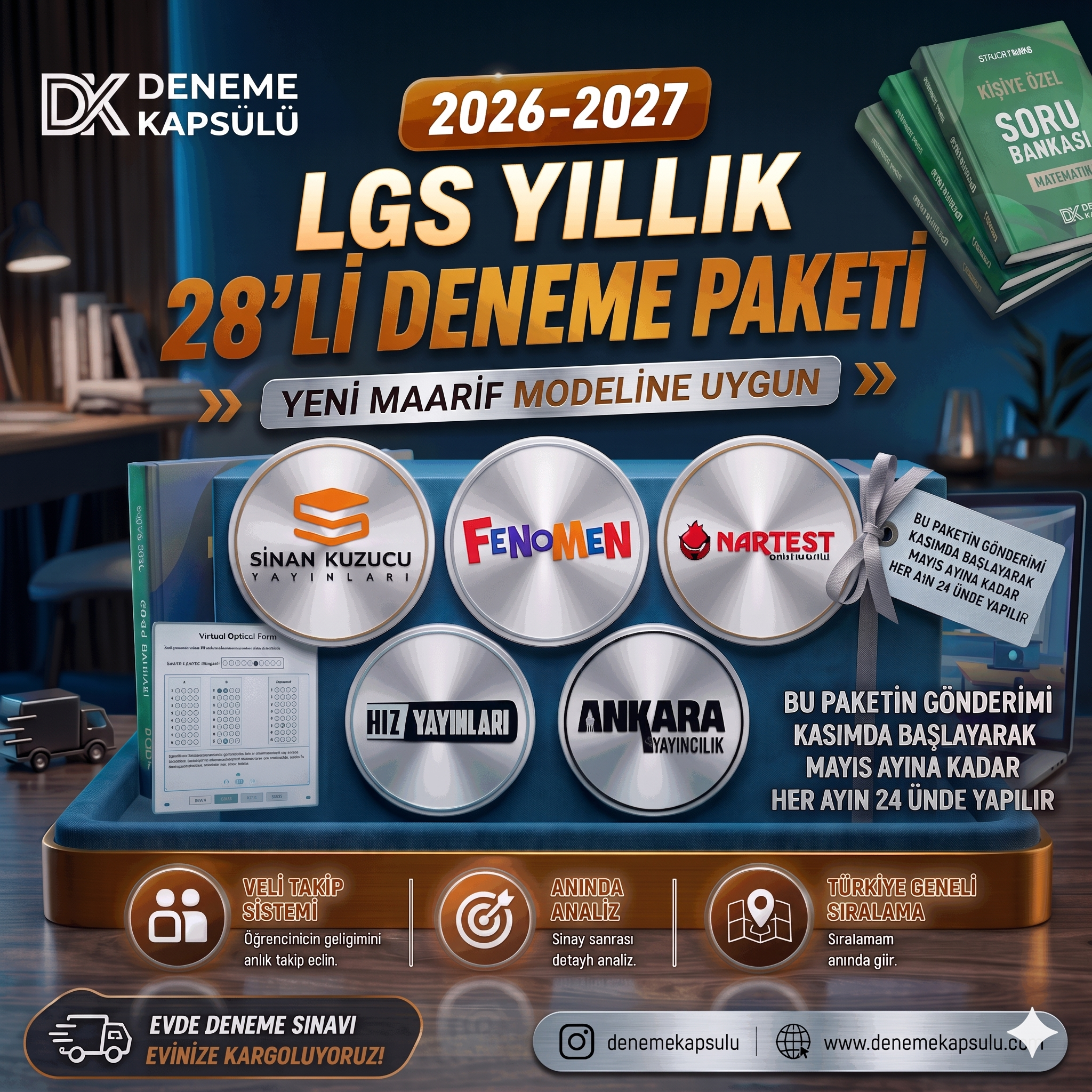Lgs 2026-2027 Dönemi Türkiye Geneli Deneme Paketi + Kişiye Özel Soru Bankası 28 Li
