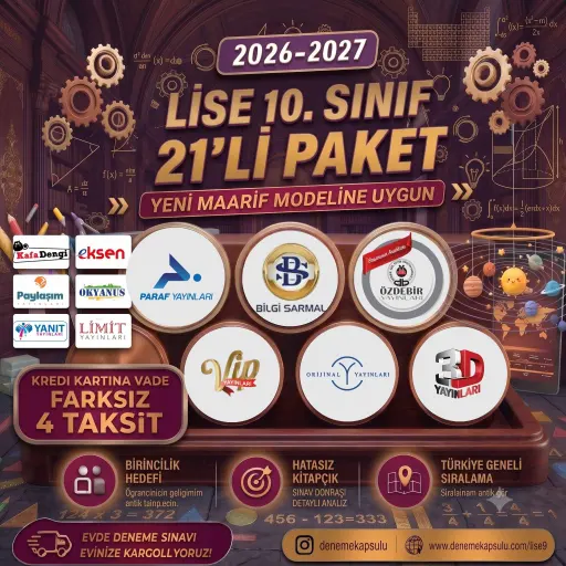 10 Sınıf 2026-2027 Dönemi Türkiye Geneli Deneme Paketi 21 Lı Deneme Paketi Kredi Kartına Vade Farksız 4 Taksit 1