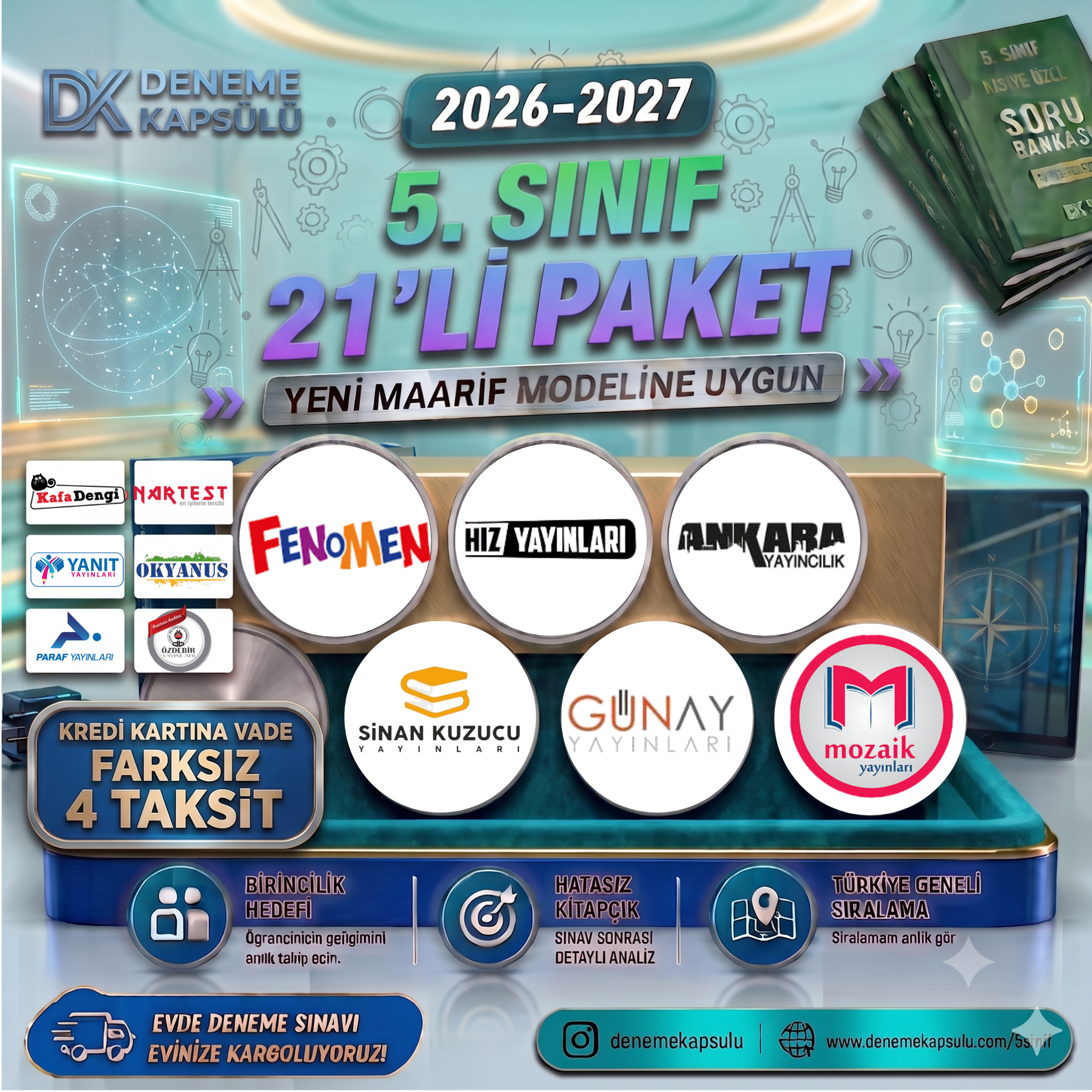 5 Sınıf 2026-2027 Dönemi Türkiye Geneli Deneme Paketi 21 Lı Deneme Paketi Kredi Kartına Vade Farksız 4 Taksit