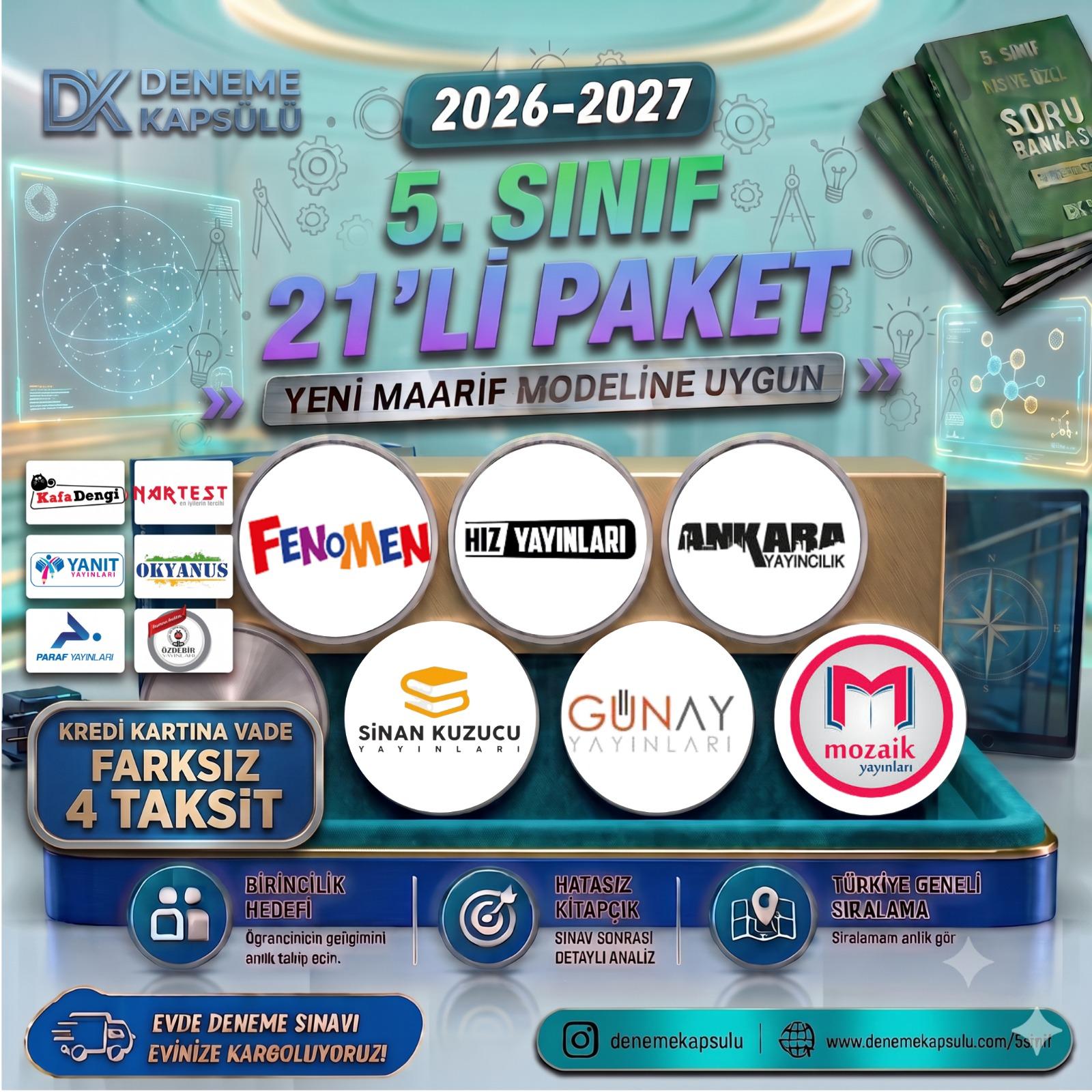 5 Sınıf 2026-2027 Dönemi Türkiye Geneli Deneme Paketi 21 Lı Deneme Paketi Kredi Kartına Vade Farksız 4 Taksit