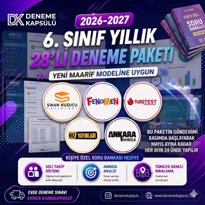 6 . Sınıf 2026-2027 Dönemi Türkiye Geneli Deneme Paketi + Kişiye Özel Soru Bankası 28 Li 1