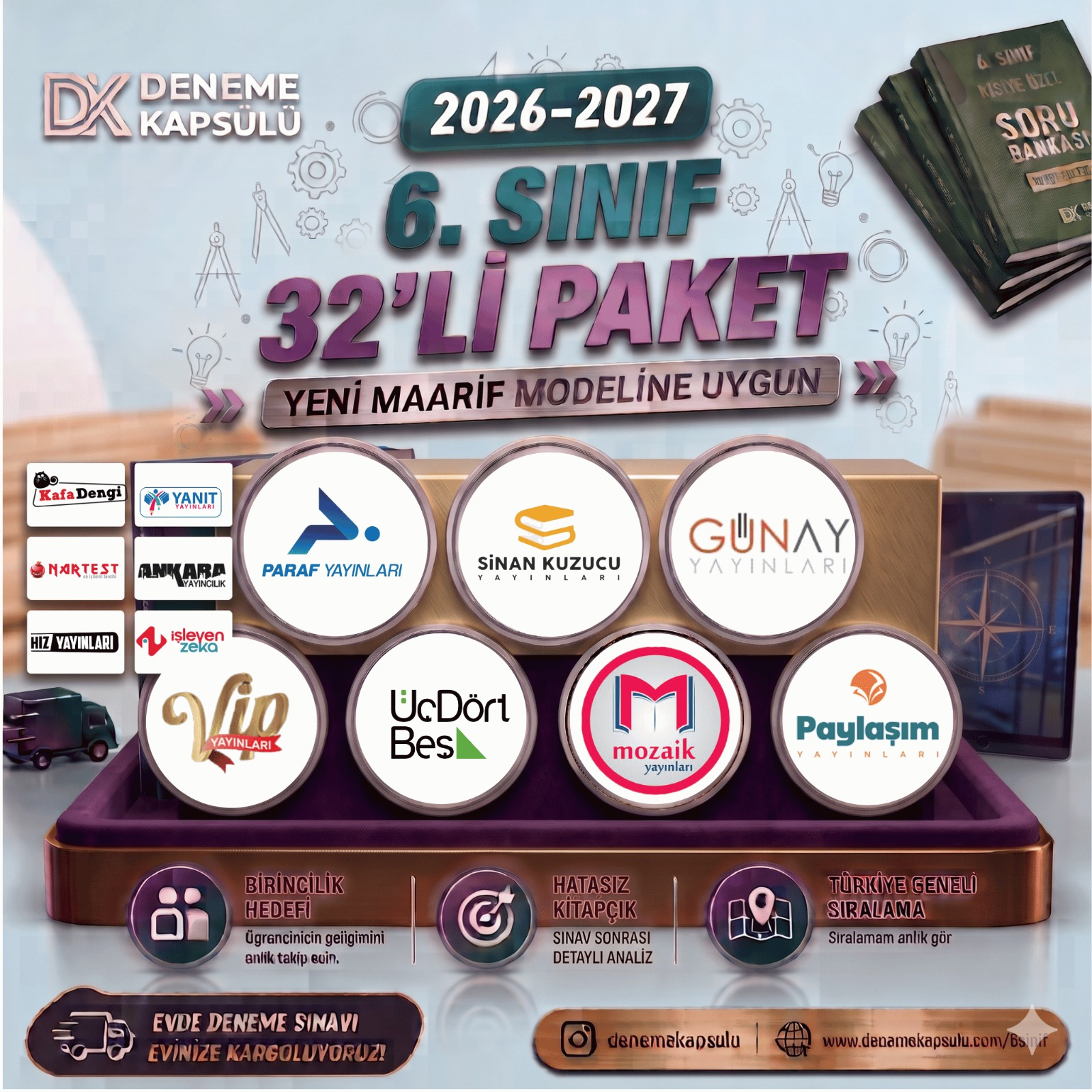 6. Sınf 2026 -2027 Dönemi Türkiye Geneli Deneme Paketi 32 Li