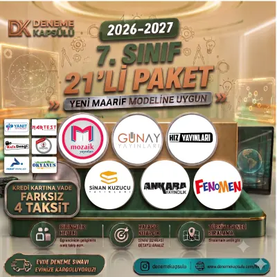 7 Sınıf 2026-2027 Dönemi Türkiye Geneli Deneme Paketi 21 Lı Deneme Paketi Kredi Kartına Vade Farksız 4 Taksit 1