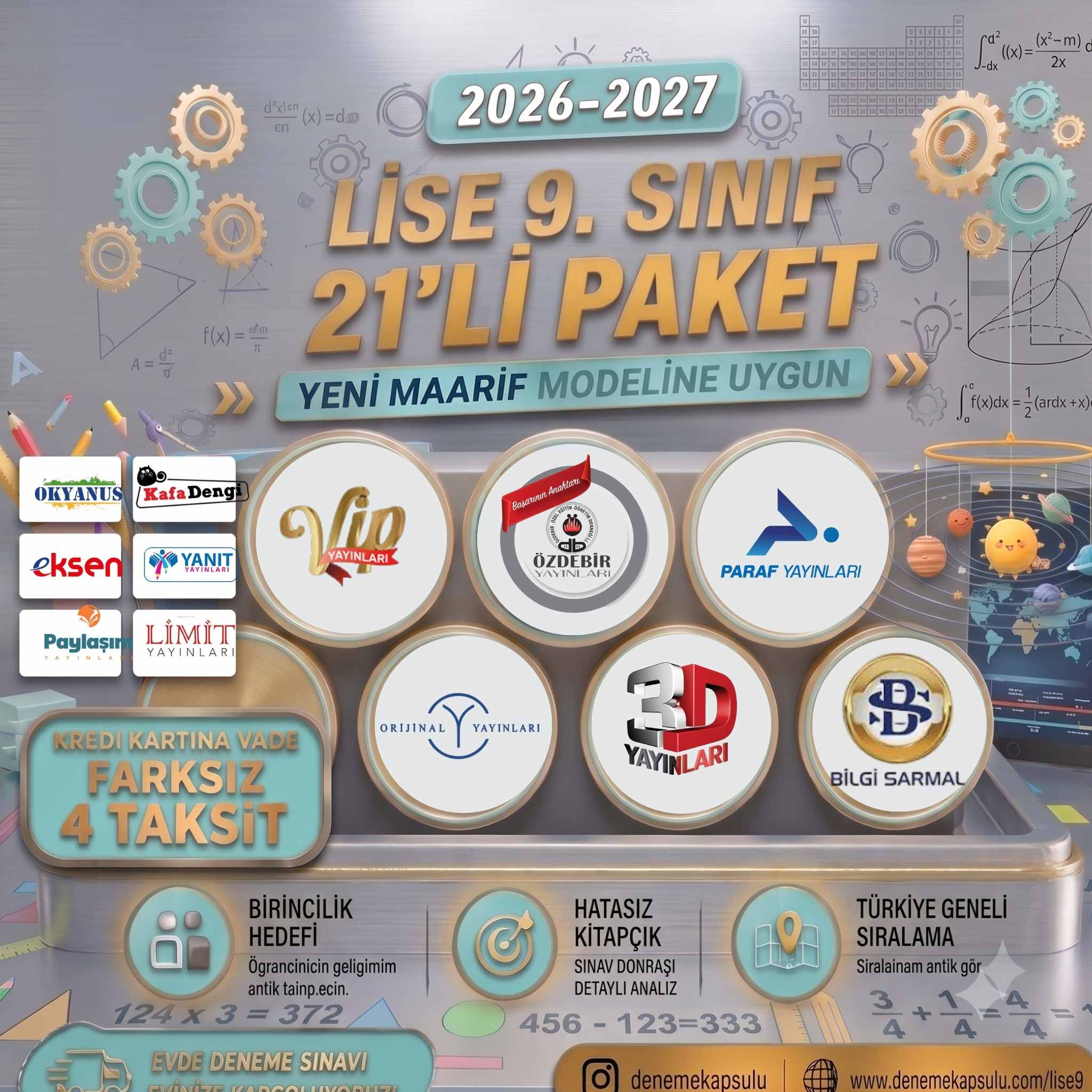 9 Sınıf 2026-2027 Dönemi Türkiye Geneli Deneme Paketi 21 Lı Deneme Paketi Kredi Kartına Vade Farksız 4 Taksit