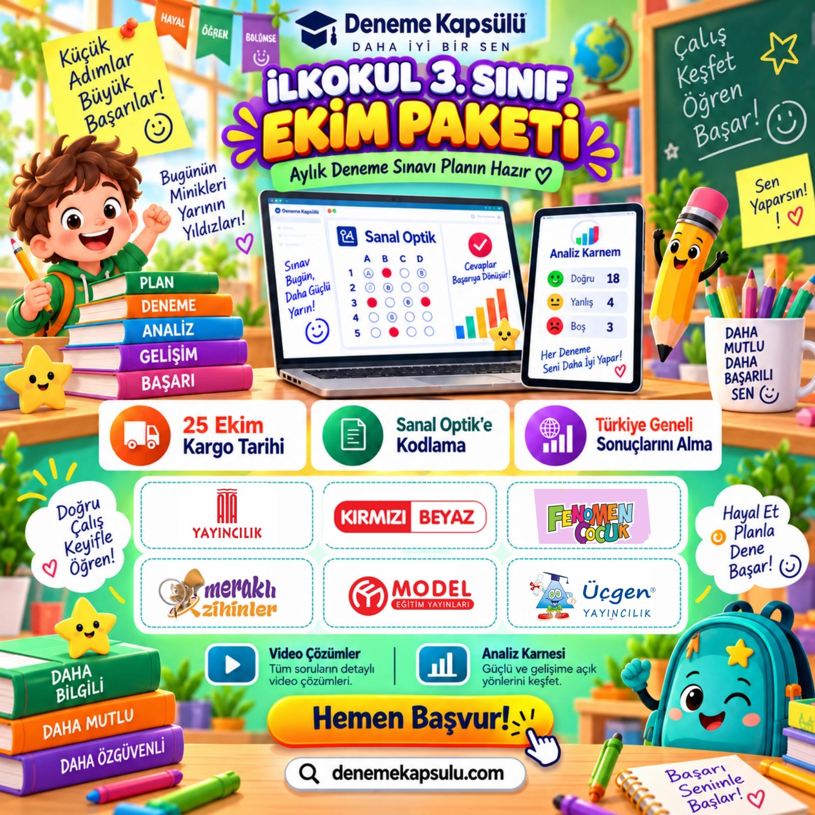 3 Sınıf Türkiye Geneli Deneme Paketi 6 Lı