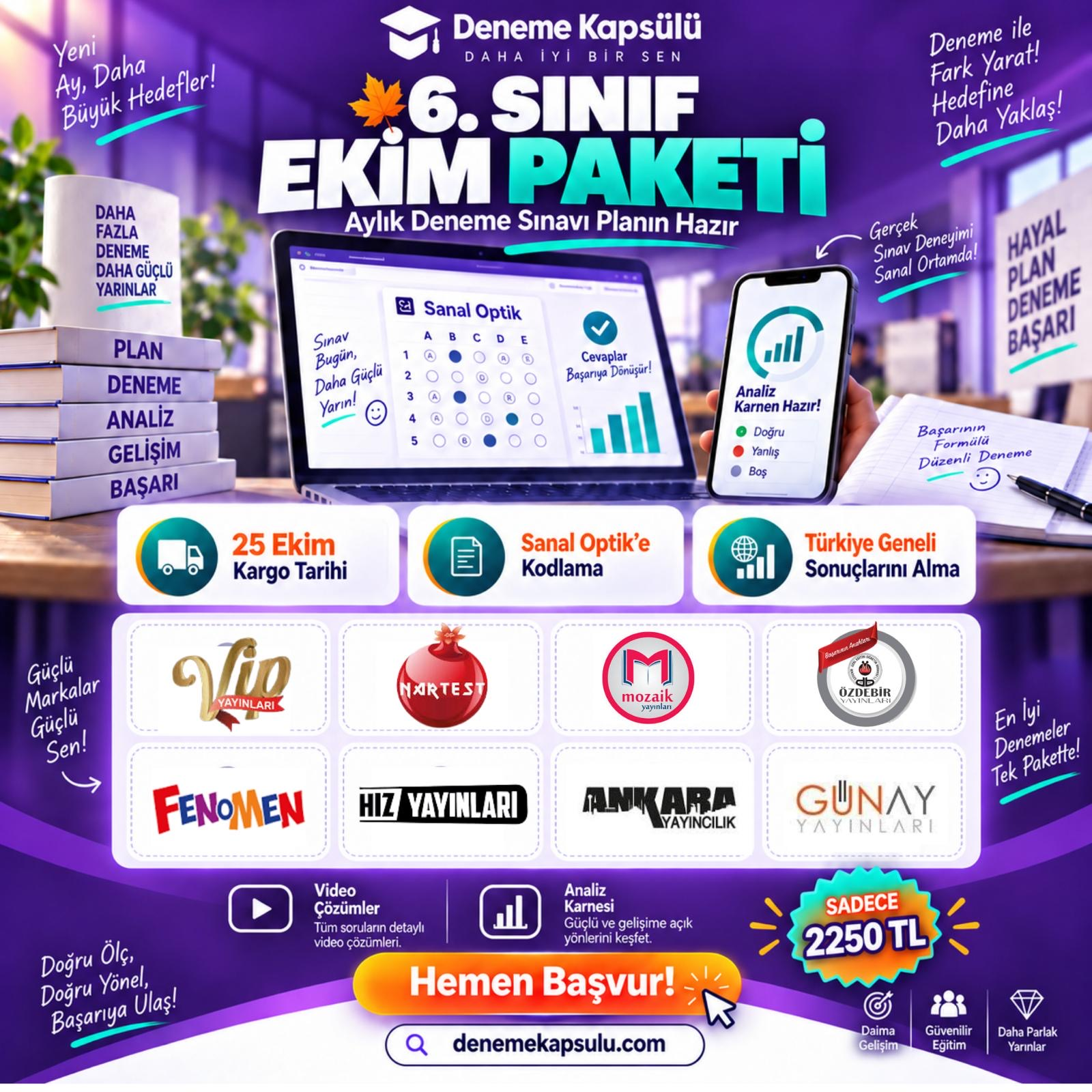 6 Sınıf Türkiye Geneli Deneme Sınavı Paketi 8 Lı
