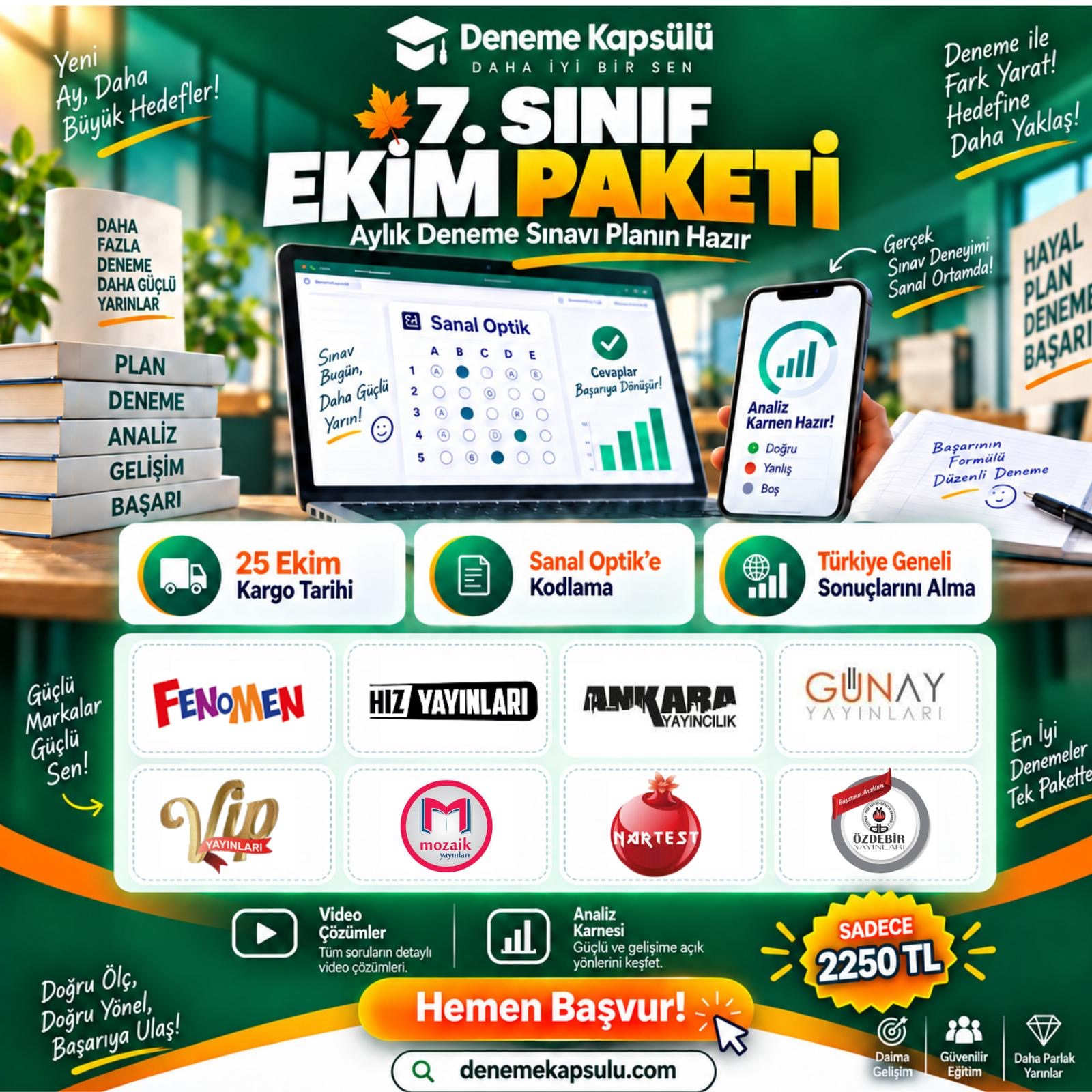 7 Sınıf Türkiye Geneli Deneme Sınavı Paketi 8 Lı