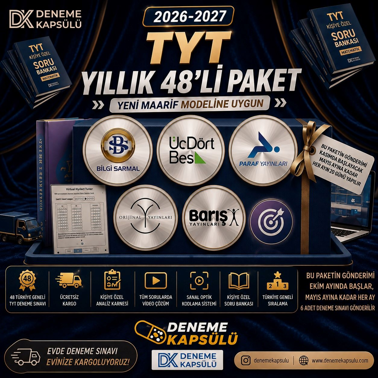 Türkiye Geneli Tyt Deneme Sınavı 48 Li + Bir Adet Kişiye Özel Soru Bankası