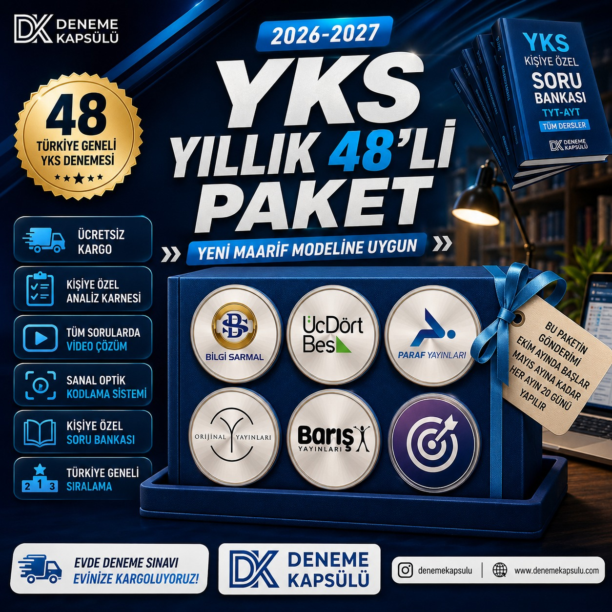 Türkiye Geneli Yks Deneme Sınavı 48 Li + Bir Adet Kişiye Özel Soru Bankası