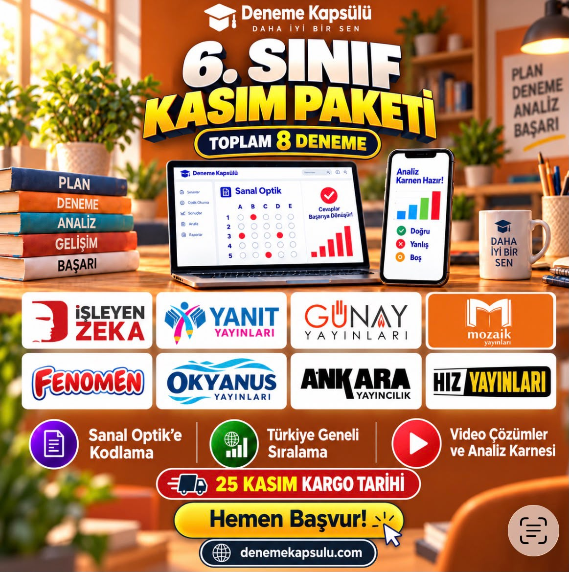 6 Sınıf Kasım Türkiye Geneli Deneme Sınavı Paketi 8 Lı