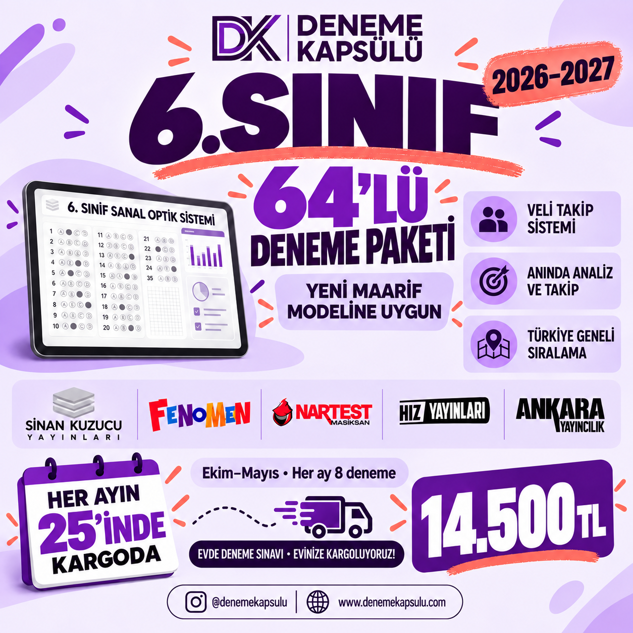 6. Sınıf Türkiye Geneli Deneme Paketi 64 Lü+analiz