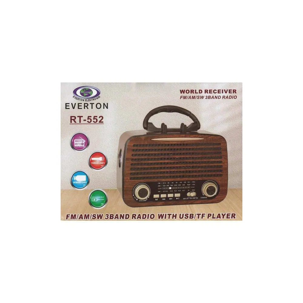 Rt-552 Bluetooth Fm-usb-tf-aux Şarjlı Nostaljik Radyo