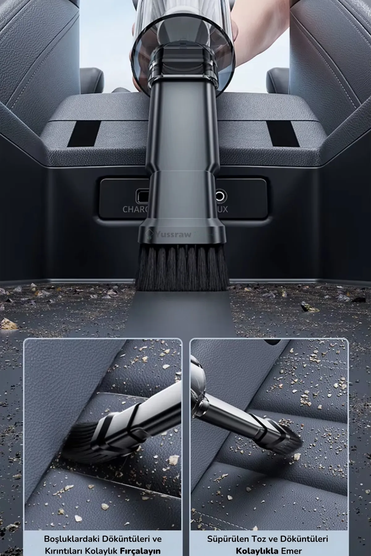 Yeni Şarjlı Katlanabilir 3 Kademeli 2in1 Profesyonel Ultra Çekim Güçlü Mini Araç Süpürgesi Ahv-06-detail