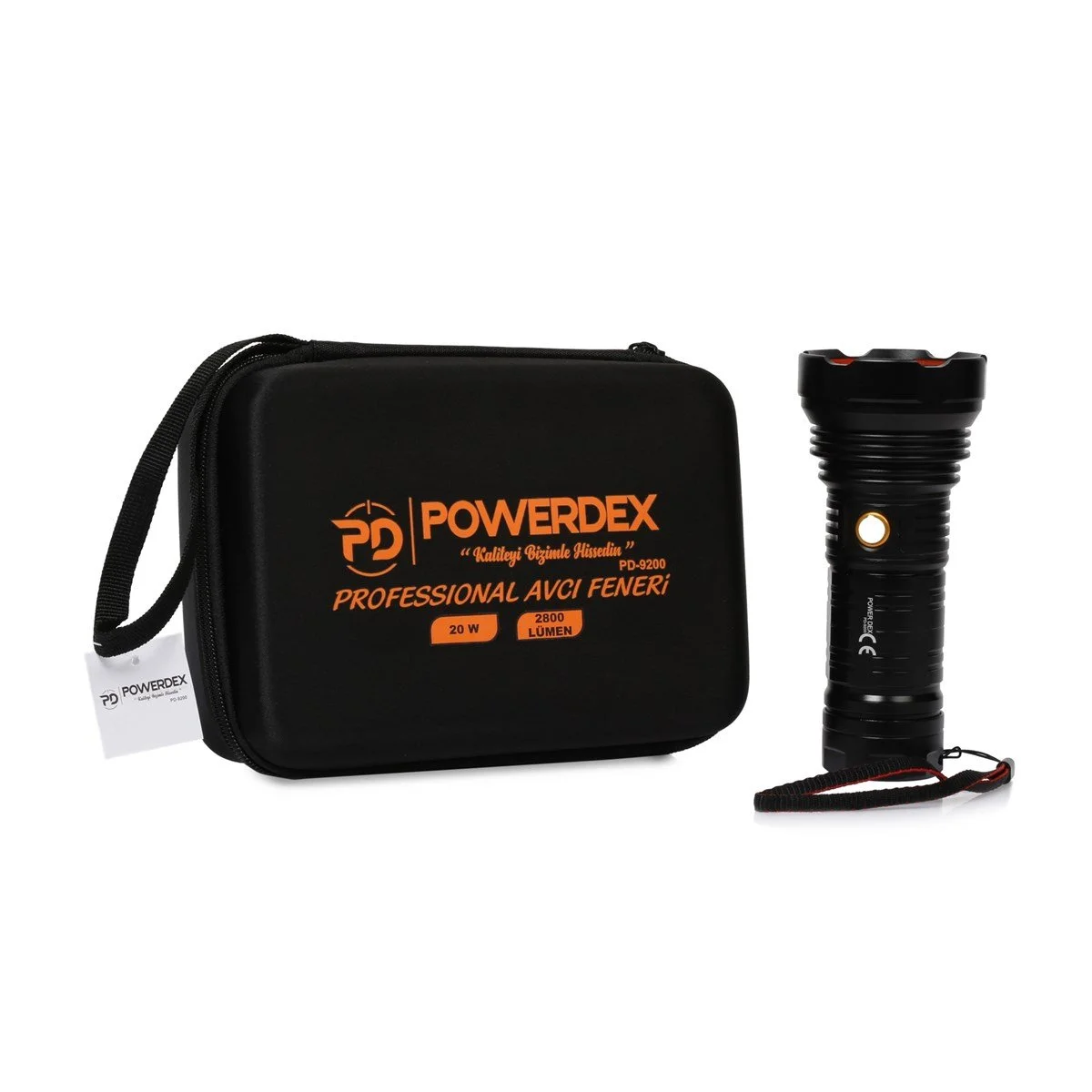 20 Watt Powerdex Pd-9200 Profesyonel Şarjlı El Feneri 2800 Lümen Avcı Feneri