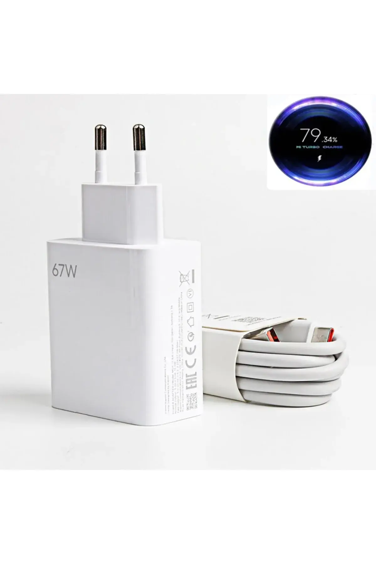 Xiaomi Ve Tüm Telefonlarla Uyumlu 67w Turbo Şarj Aleti Şarj Cihazı Kablo Adaptör Set Hızlı Şarj
