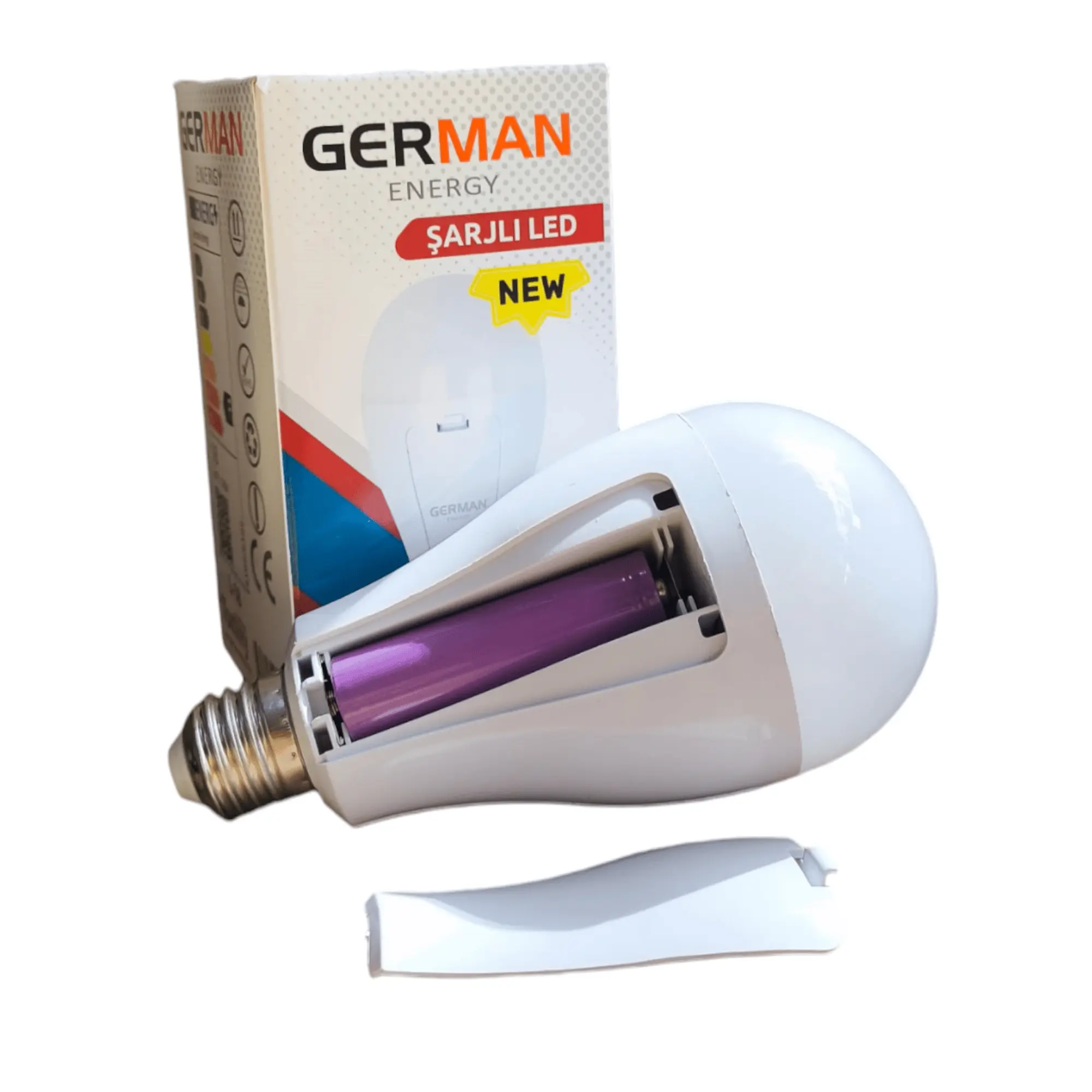 E27 Şarjlı Led Ampul 30w | 1650 Lümen | 6500k | 80 Ra | 25000 Saat Yanma Süresi | 2x2000mah 18650 Pil Dahil-detail