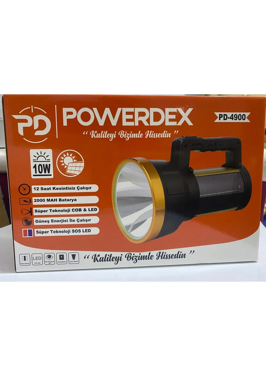 Pd-4900 10w Şarjlı Ve Güneş Enerjili Projektör