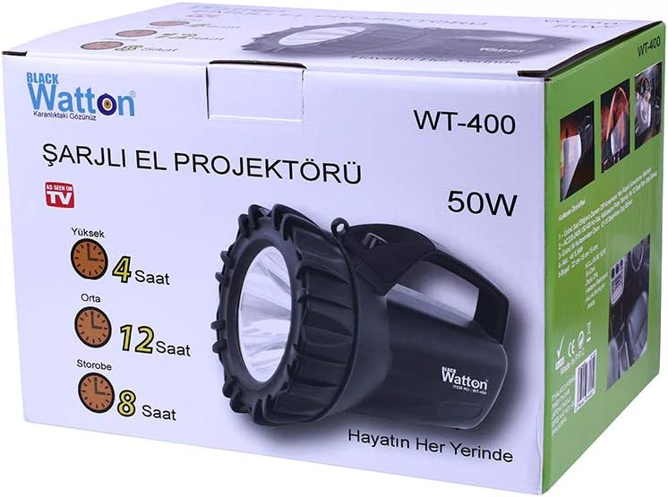 Watton Black Wt-400 50watt Şarjlı Projektör