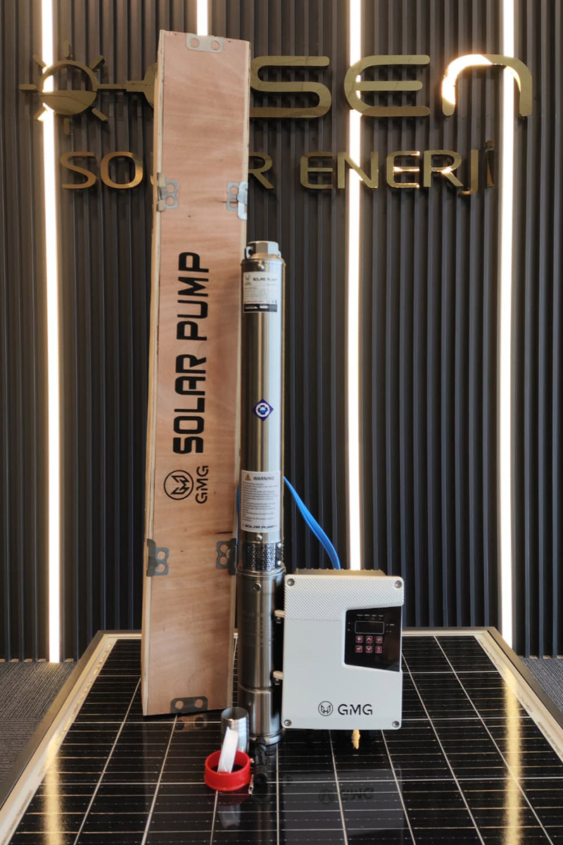 60 Volt 750 Watt Maks 95 Metre 4 Ton Serisi 3 Inch Fanlı Sürücülü Su Bittiğinde Otomatik Durma Özelliğine Sahip Dc Dalgıç Pompa