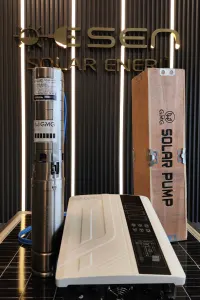 80 - 400 Volt 2500 Watt Maks 68 Metre 19 Ton Serisi 4 Inch Çelik Fanlı Çelik Gövde Sürücülü Ve Şebeke Ile Tam Hibrit Çalışabilen Su Bittiğinde Otomatik Durma Özeliğine Sahip Şamandıralı Dalgıç Pompa 1
