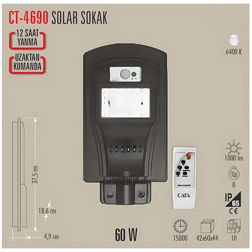 60w Solar Sokak Armatürü-detail