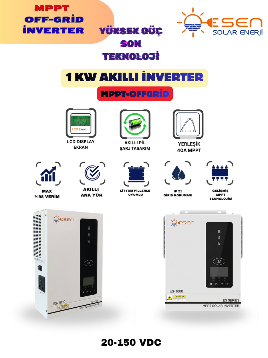 1kw Mppt Offgrid Rgb Yüksek Voltaj Akıllı Inverter