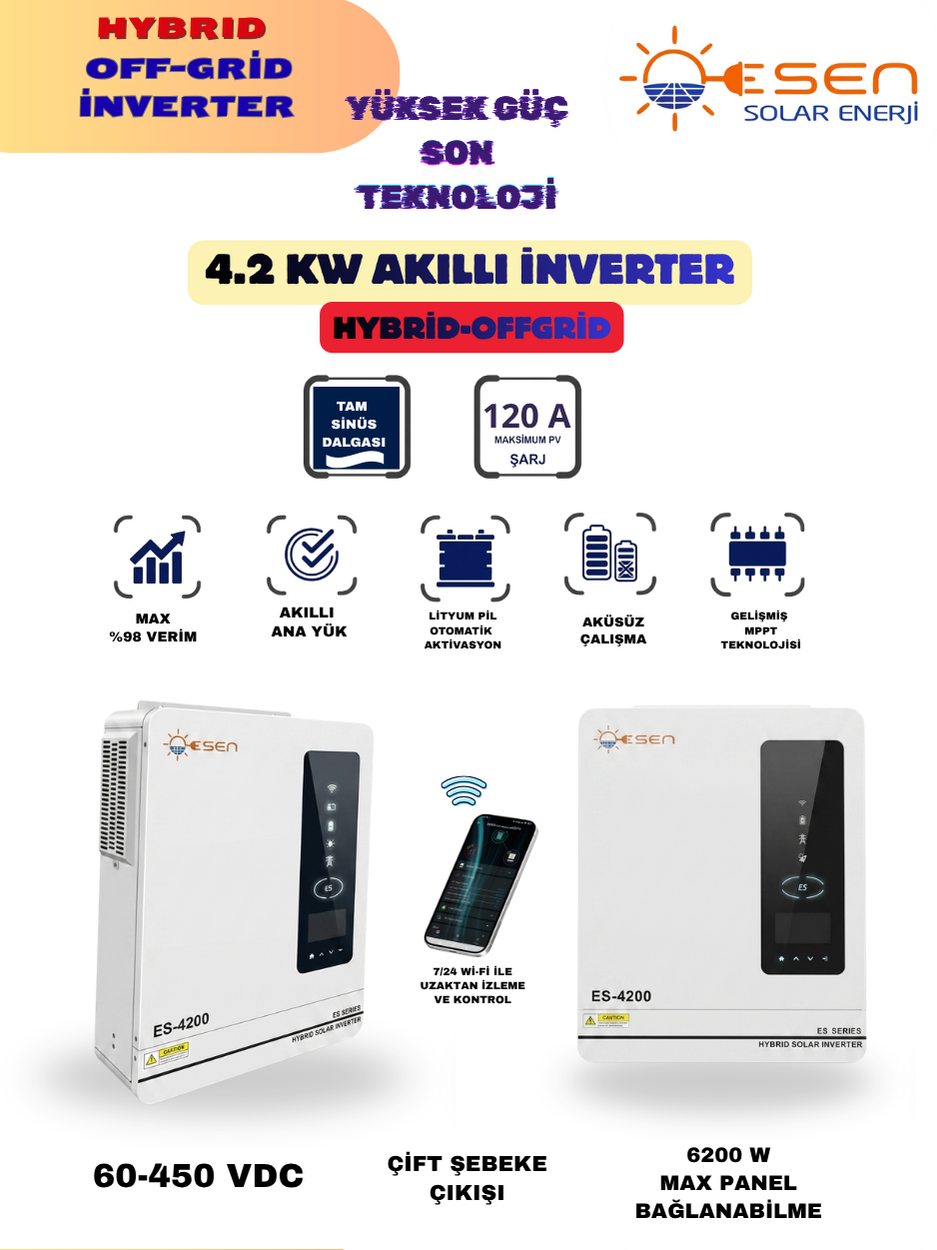 4.2kw Mppt Offgrid Rgb Yüksek Voltaj Akıllı Inverter