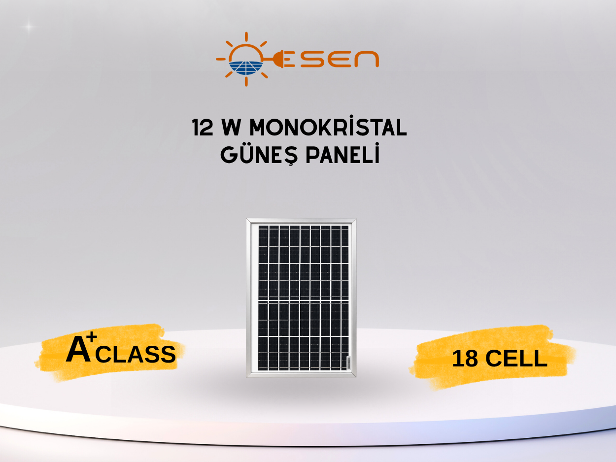 12 W A+ Class Monokristal Güneş Paneli