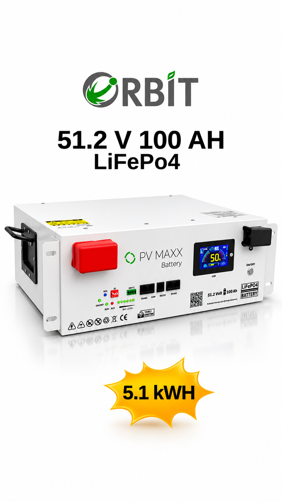 51.2 V 100 Ah Lifepo4 Lityum Akü